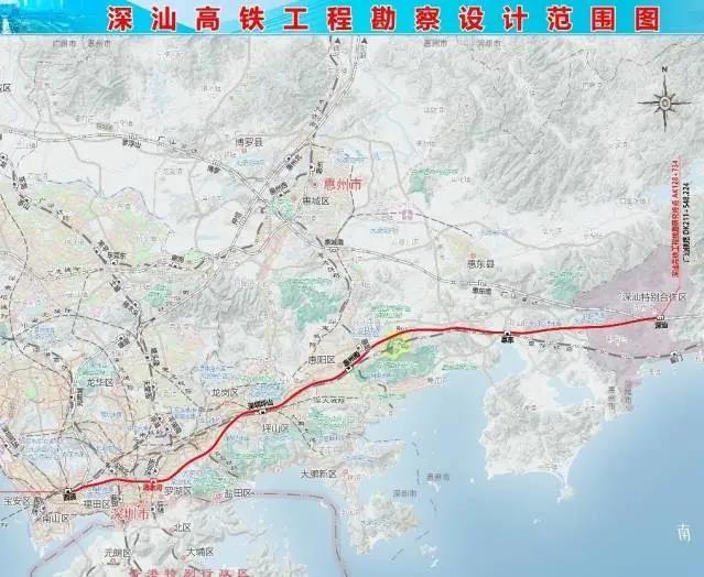 深汕高铁线路图曝光 深圳10多分钟可到惠州