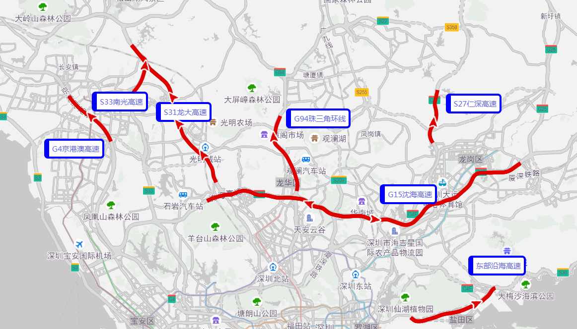 在6月18日返程期间,全国最拥堵道路预计为深圳的盐坝高速,全天平均